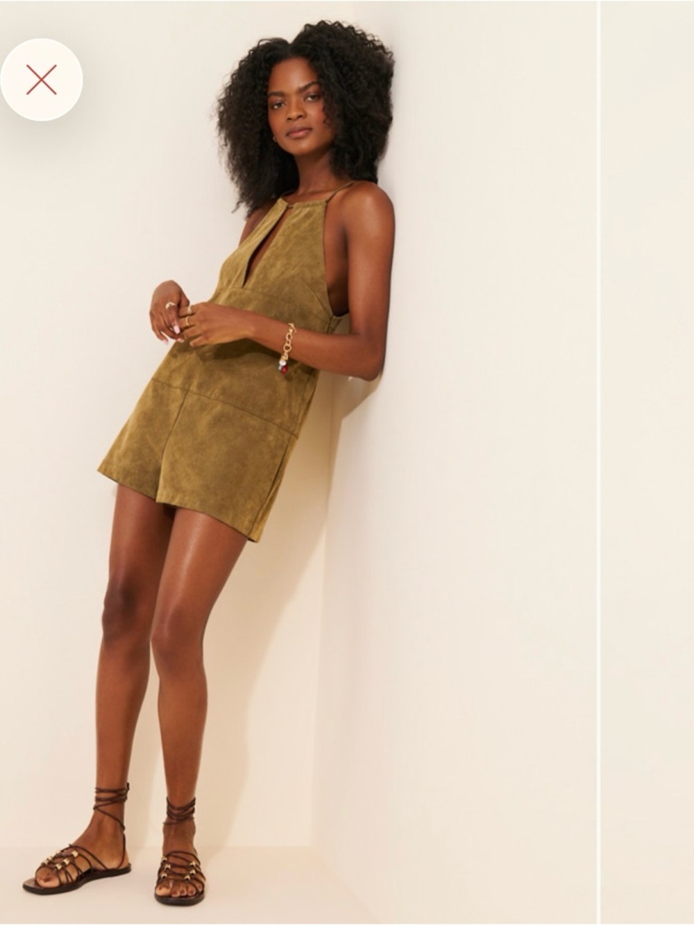 Free People Claudette Vegan Suede Mini Romper Brown Faux Suede Women's Size L